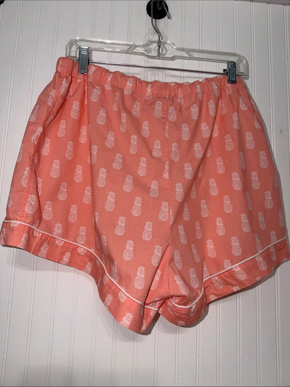 J Crew Cotton Short Slv XL Pajamas & Shorts Peach w/ Pineapple Print EUC - Picture 7 of 10